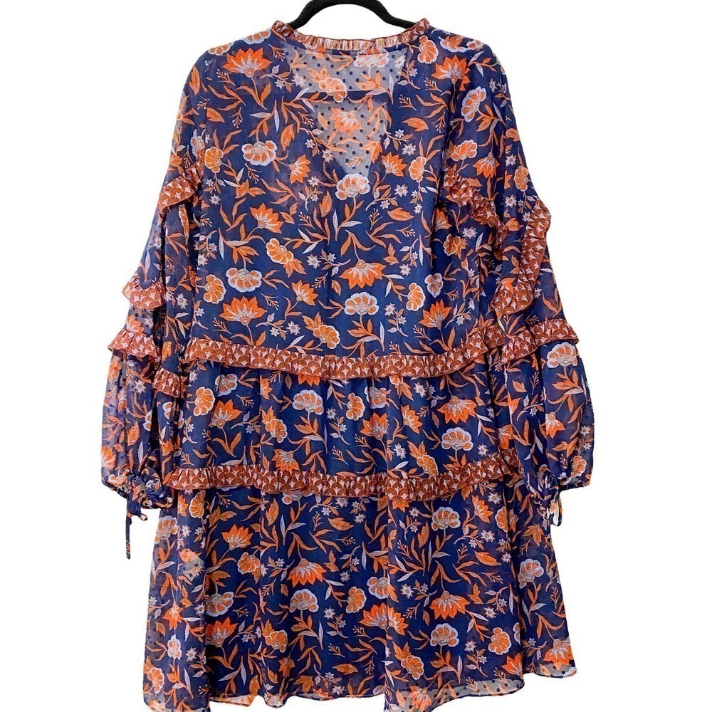 Hush Purple Floral Size 10 Swing mini Dress Long Sleeve - Picture 5 of 5